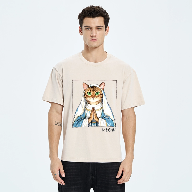 Tokyo-Tiger Holy Meme Cat Praying Washed T-Shirt