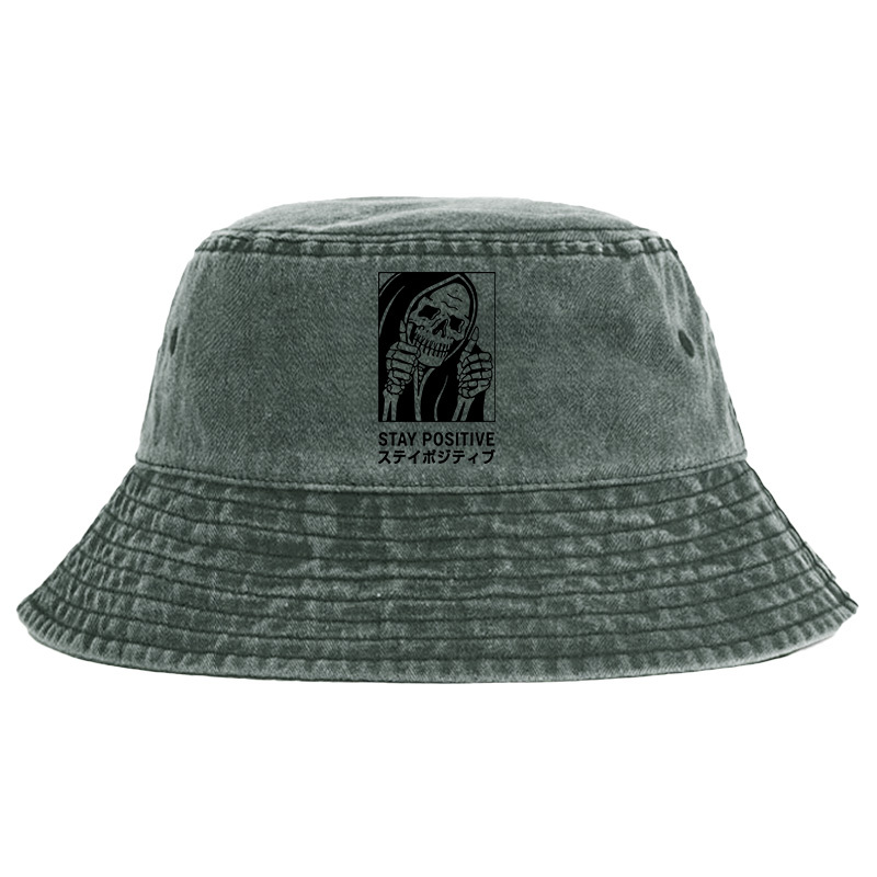 Tokyo-Tiger Stay Positive Skeleton Washed Bucket Hat
