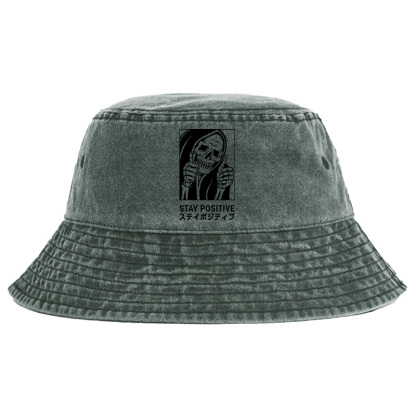 Tokyo-Tiger Stay Positive Skeleton Washed Bucket Hat