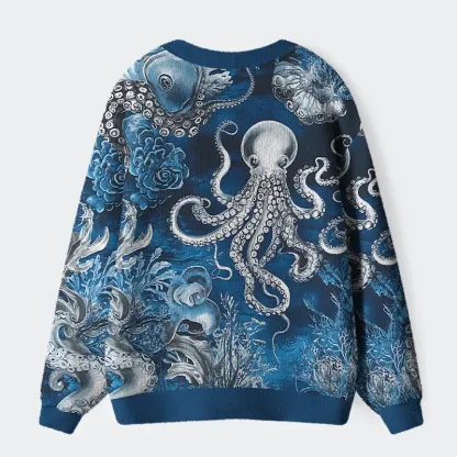 Tokyo-Tiger Deep Sea Octopus Ugly Cardigan Sweater