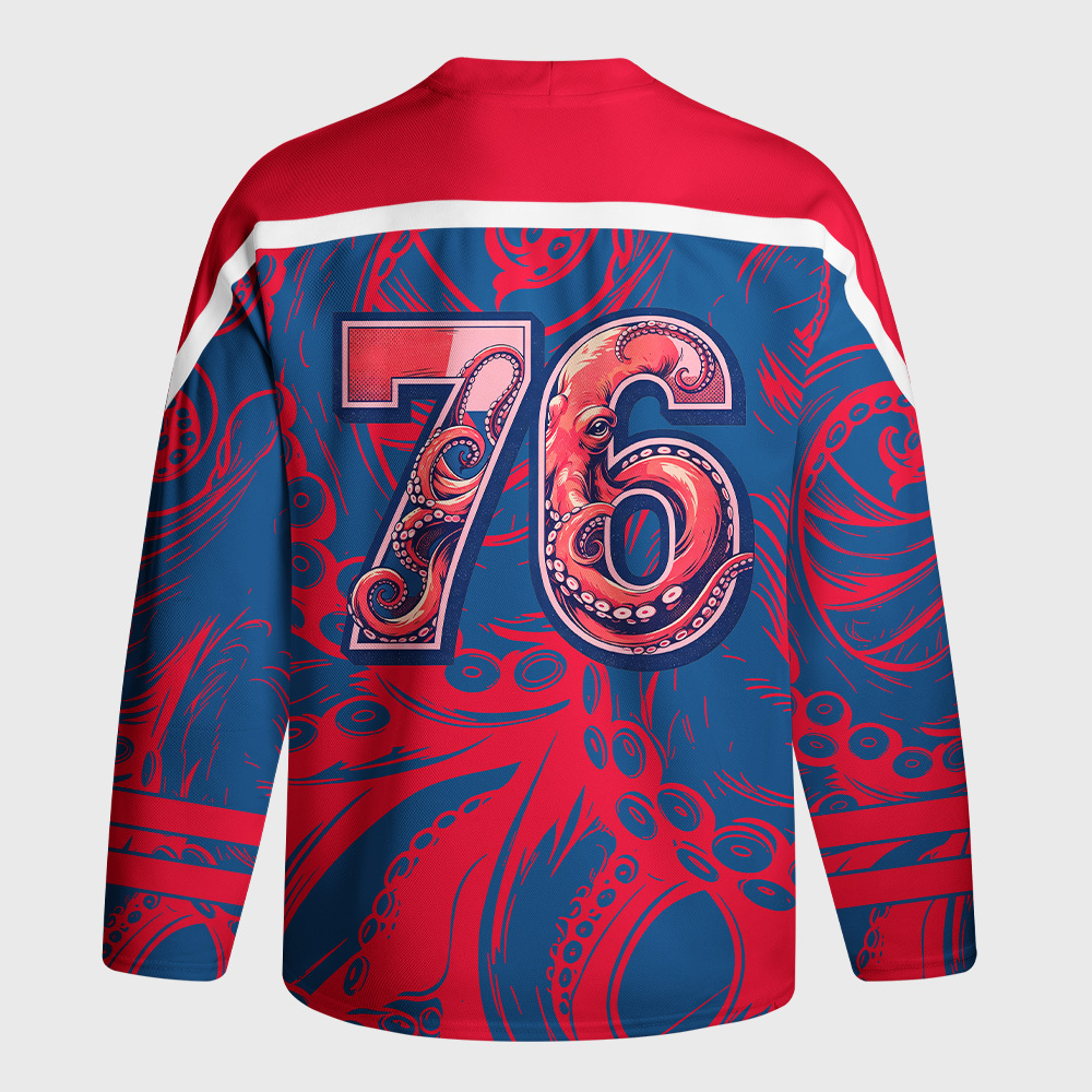 Tokyo-Tiger Crimson Octopus Long-Sleeve Hockey Jersey