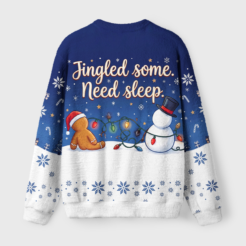 Tokyo-Tiger Sleepy Gingerbread Man Snowman Fuzzy Christmas Ugly Sweatshirt