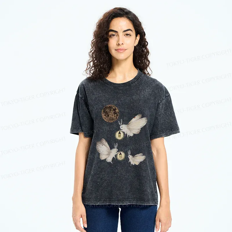 Tokyo-Tiger Night Moths Washed T-Shirt