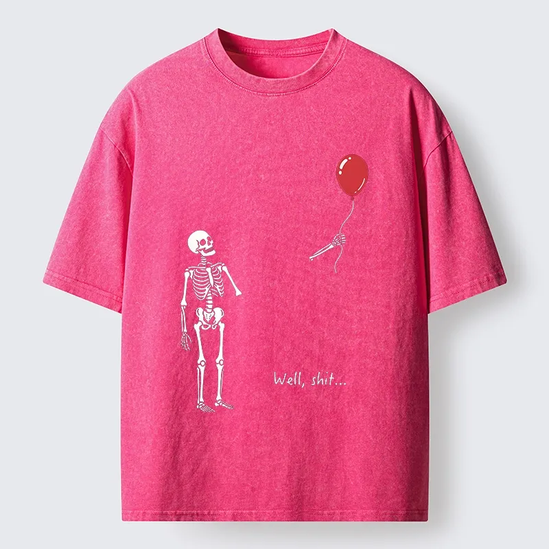 Tokyo-Tiger Skeleton Balloon Meme Washed T-Shirt