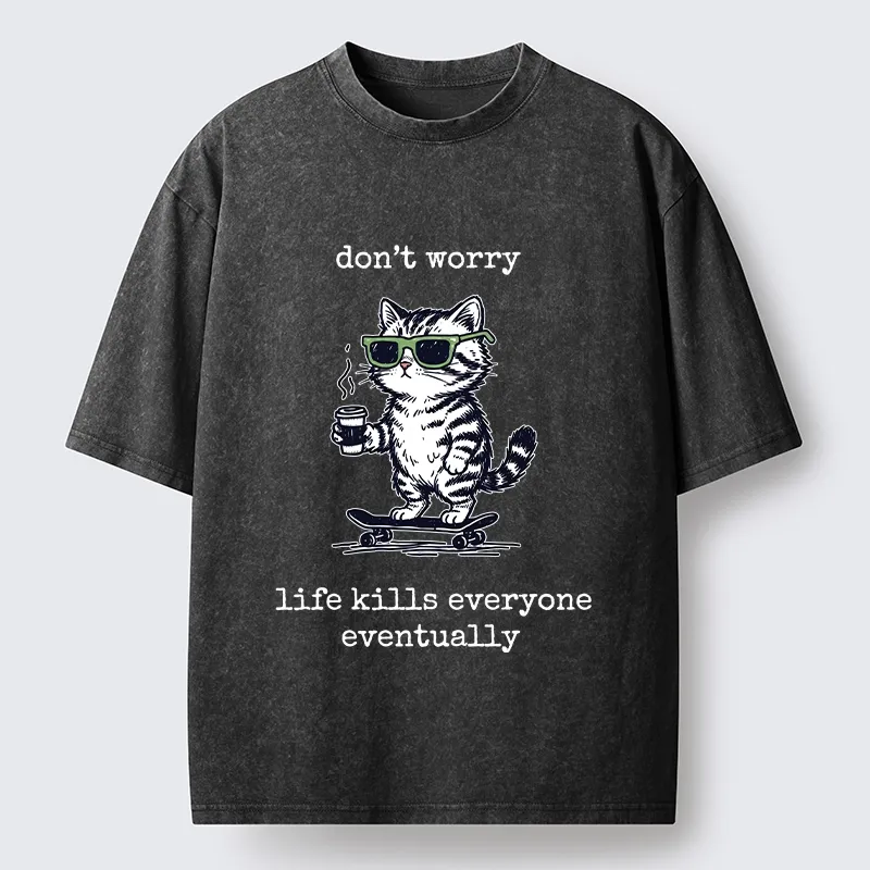 Tokyo-Tiger Chill Cat Meme Washed T-Shirt