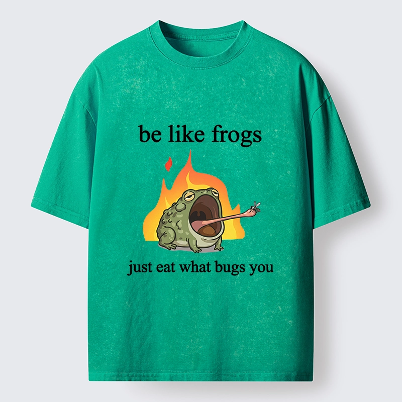 Tokyo‑Tiger Funny Fire Frog Meme Washed T‑Shirt