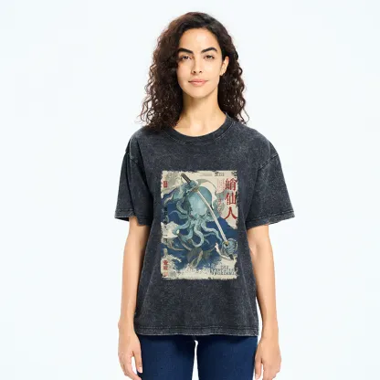 Tokyo-Tiger Cool Octopus Sage Washed T-Shirt