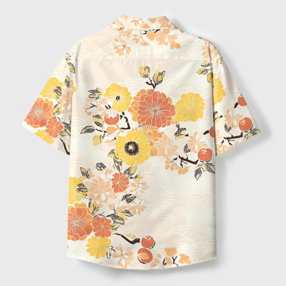 Tokyo-Tiger Fruitful Flower Cuban Collar Shirt