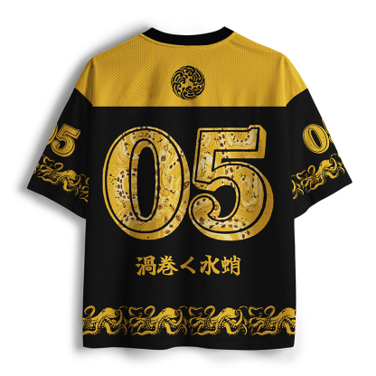 Tokyo-Tiger Golden Spotted Octopus Asian Print Mesh Jersey