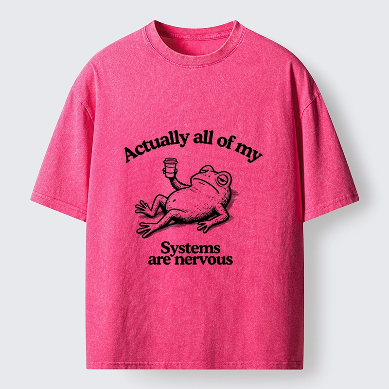 Tokyo-Tiger Nervous Frog Meme Washed T-Shirt
