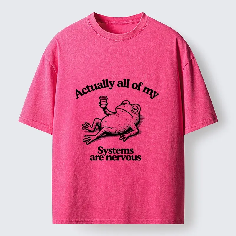Tokyo-Tiger Nervous Frog Meme Washed T-Shirt