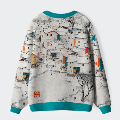 Tokyo-Tiger The White Of Winter Ugly Cardigan Sweater