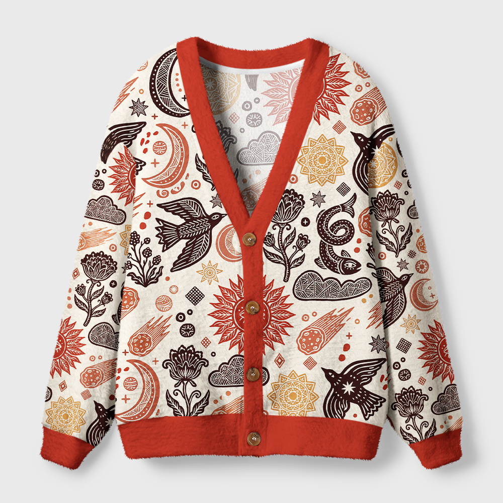 Tokyo-Tiger Folk Cosmos Ugly Cardigan Sweater