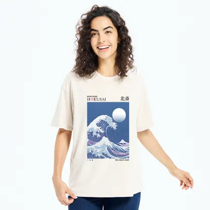 Tokyo-Tiger Blue Ukiyo-e Waves Washed T-Shirt