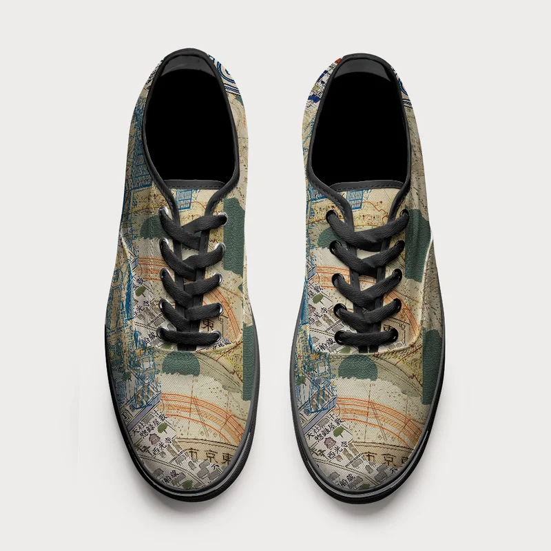 Tokyo-Tiger Old Tokyo Maps Canvas Shoes