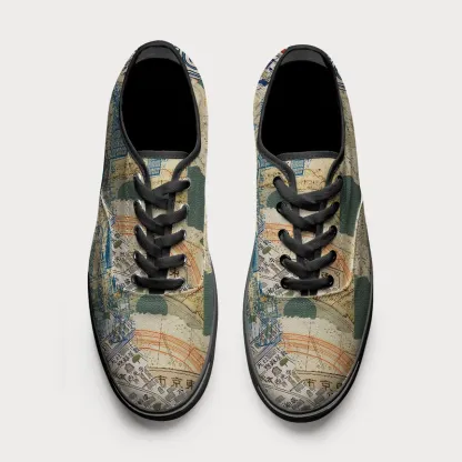 Tokyo-Tiger Old Tokyo Maps Canvas Shoes