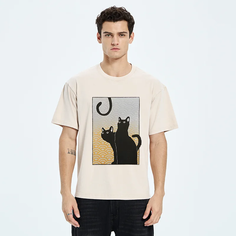 Tokyo-Tiger Three Black Cats Washed T-Shirt