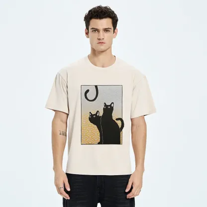 Tokyo-Tiger Three Black Cats Washed T-Shirt