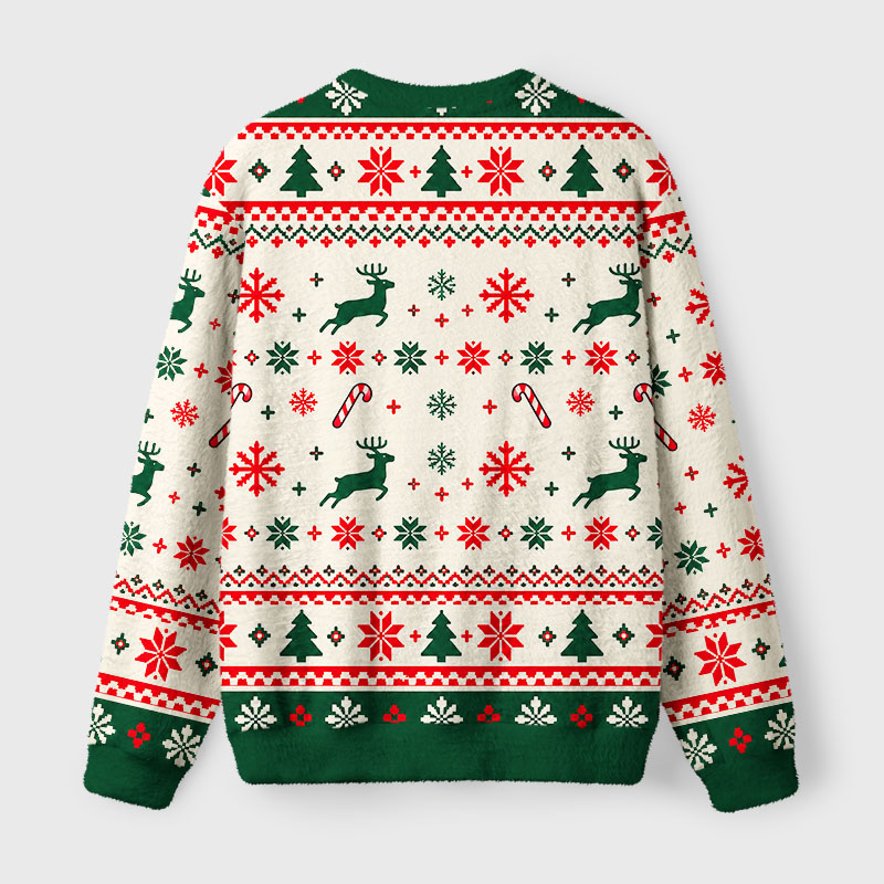 Tokyo-Tiger Funny Messed Up Skeleton Fuzzy Christmas Ugly Sweatshirt