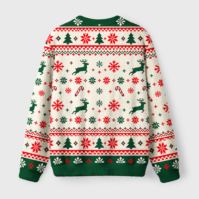 Tokyo-Tiger Funny Messed Up Skeleton Fuzzy Christmas Ugly Sweatshirt