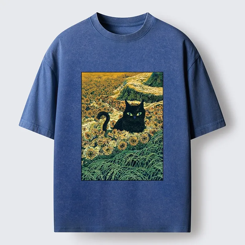 Tokyo‑Tiger Van Gogh Black Cat Washed T‑Shirt