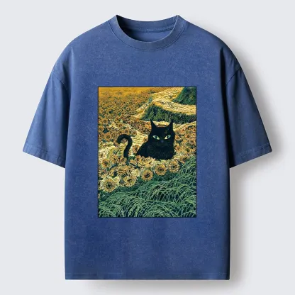 Tokyo‑Tiger Van Gogh Black Cat Washed T‑Shirt