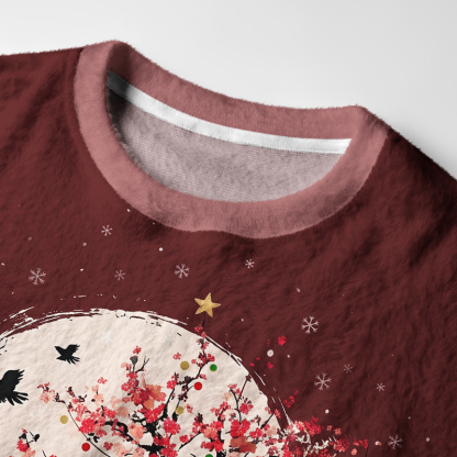 Tokyo-Tiger Winter Plum Resilience Fuzzy Christmas Ugly Sweatshirt