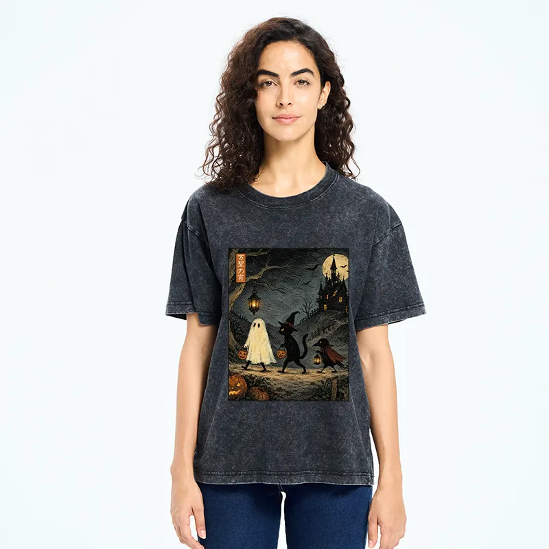 Tokyo-Tiger Vintage Halloween Crew Washed T-Shirt