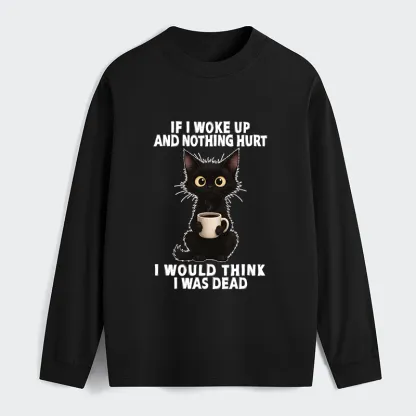Tokyo-Tiger Funny Cute Black Cat And Coffee Meme Classic Long Sleeve T-Shirt
