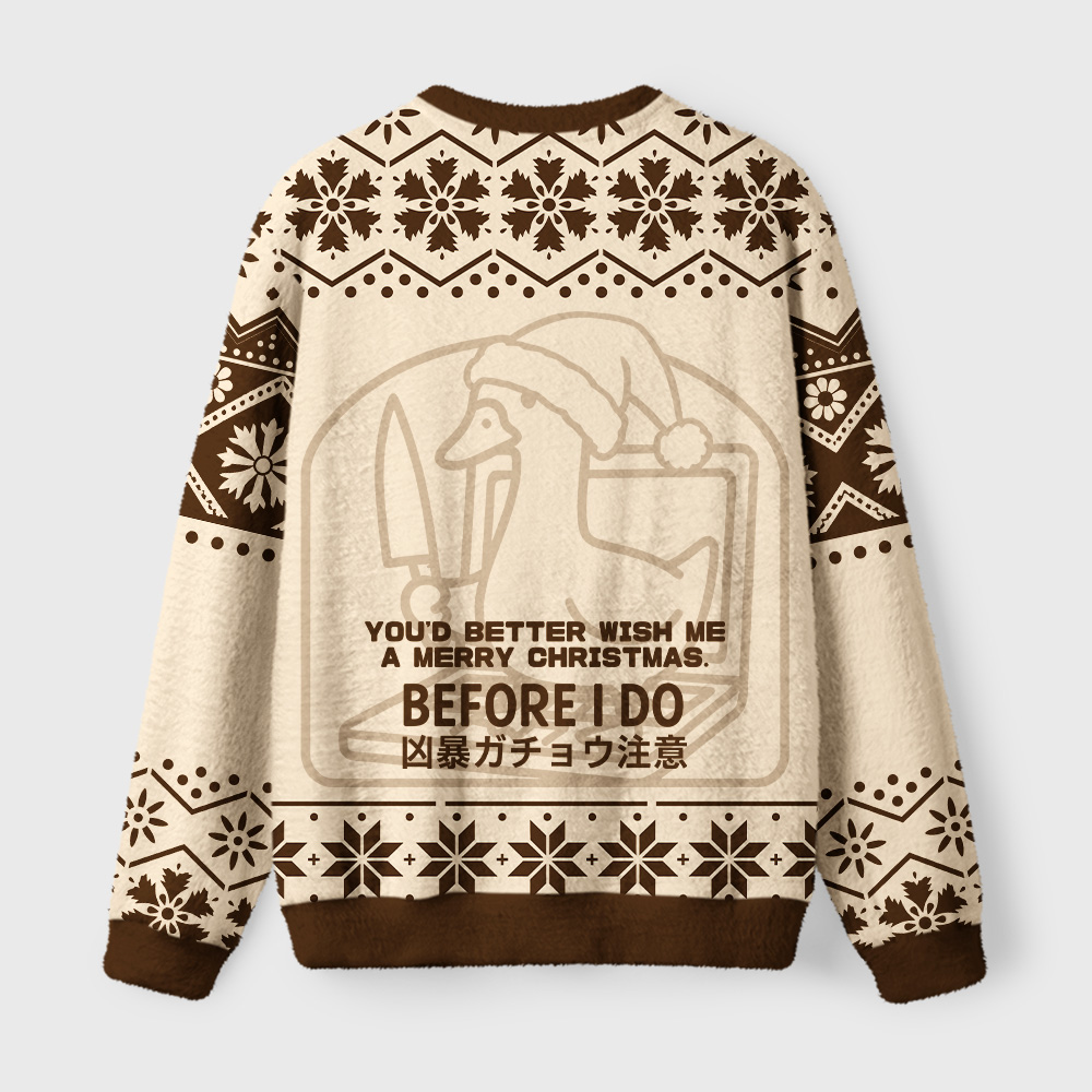 Tokyo-Tiger Angry Email Goose Fuzzy Christmas Ugly Sweatshirt