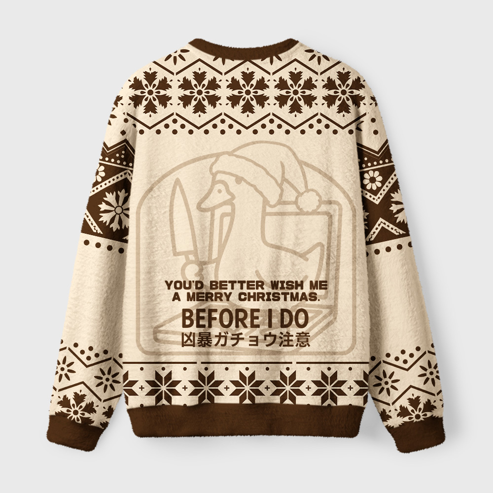 Tokyo-Tiger Angry Email Goose Fuzzy Christmas Ugly Sweatshirt