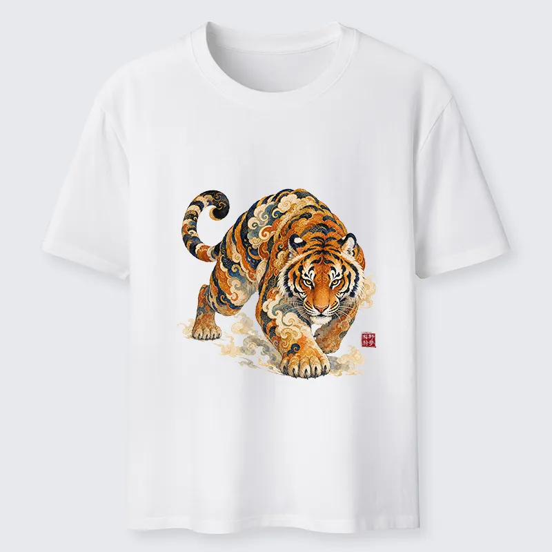 Tokyo-Tiger Vintage Cloud Tiger Print Classic T-Shirt