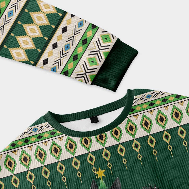 Tokyo-Tiger Funny Christmas Tree Cat Christmas Ugly Sweatshirt