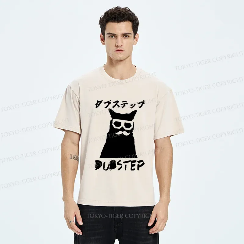 Tokyo-Tiger Dubstep Cat Washed T-Shirt