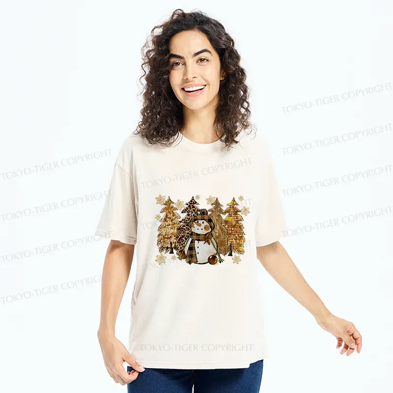 Tokyo-Tiger Autumn Snowman Washed T-Shirt
