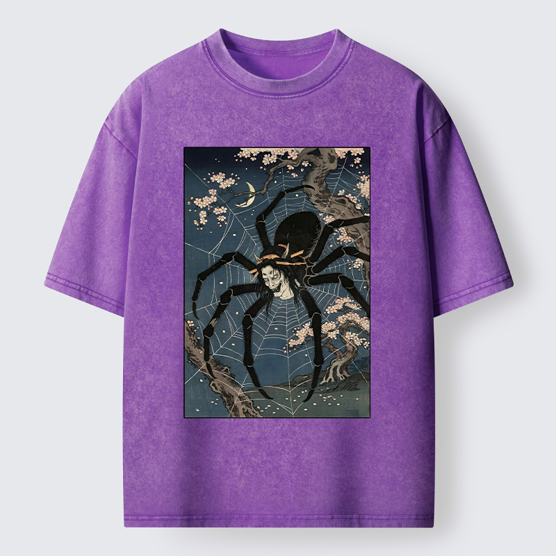 Tokyo-Tiger Vintage Spider Ghost Art Washed T-Shirt