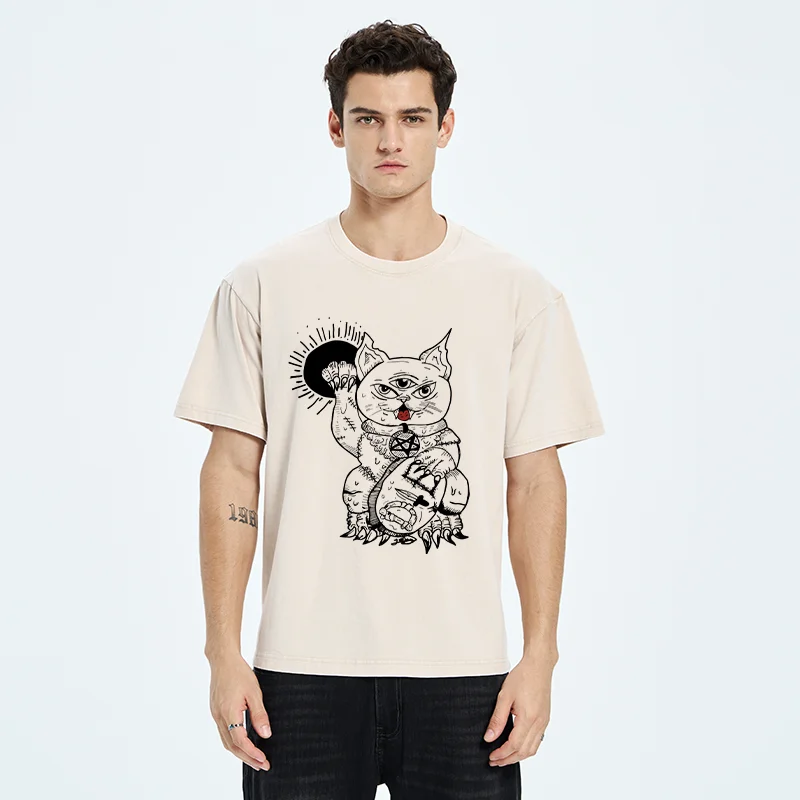 Tokyo-Tiger Evil Lucky Cat Washed T-Shirt