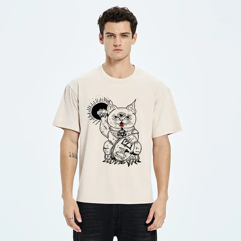Tokyo-Tiger Evil Lucky Cat Washed T-Shirt