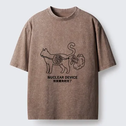 Tokyo‑Tiger Funny Nuclear Cat Meme Washed T‑Shirt