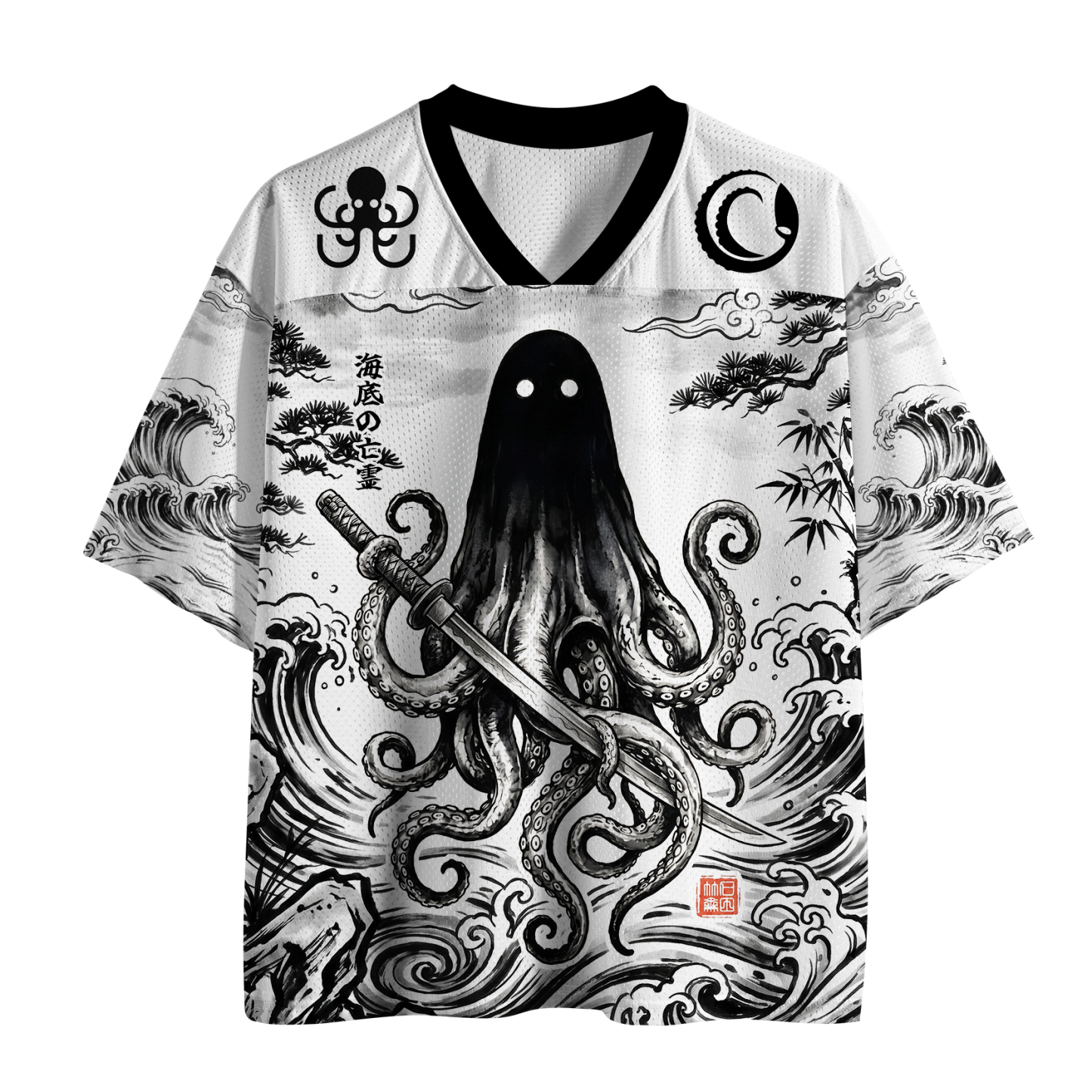 Tokyo-Tiger Octopus Ghost Samurai On The Waves Mesh Jersey