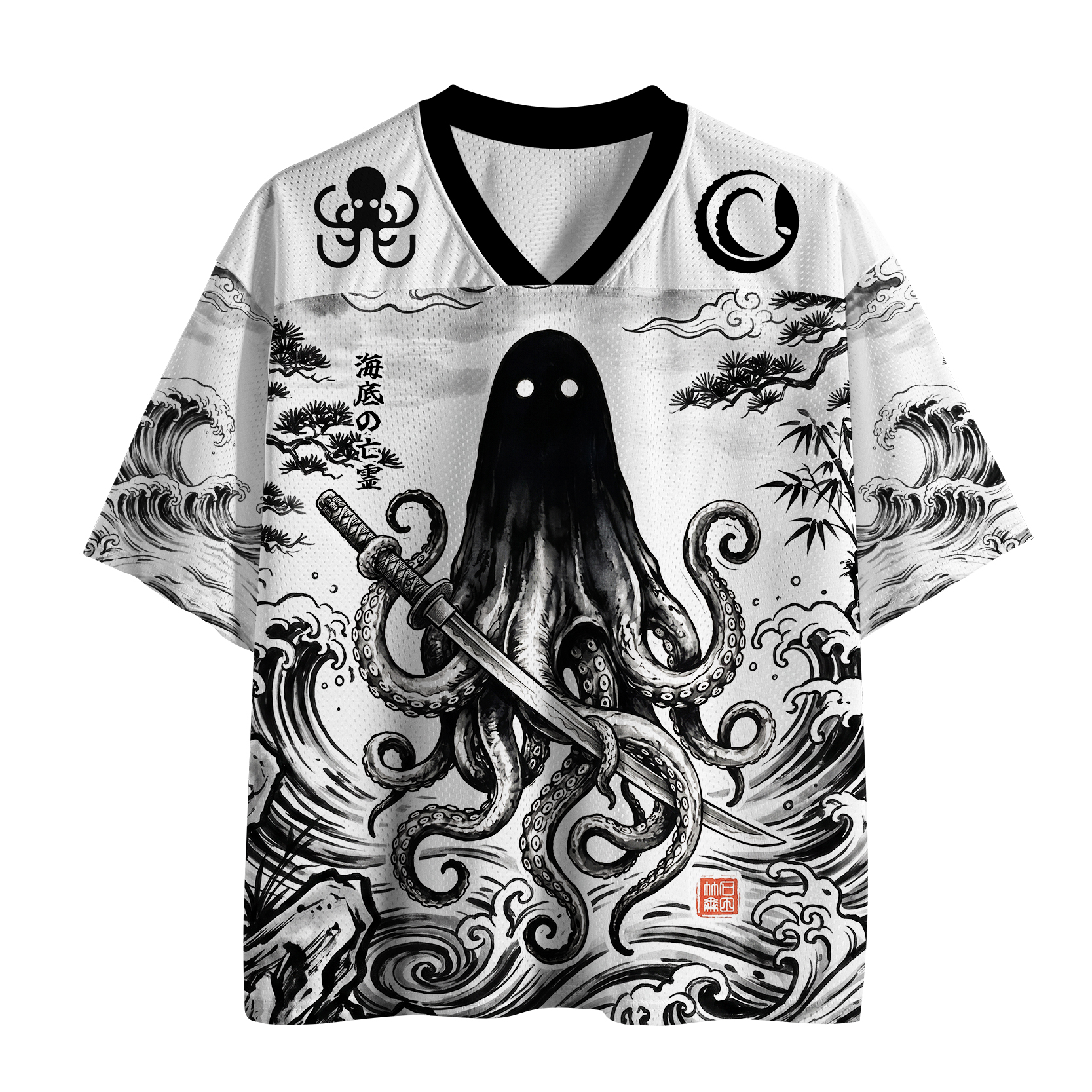 Tokyo-Tiger Octopus Ghost Samurai On The Waves Mesh Jersey