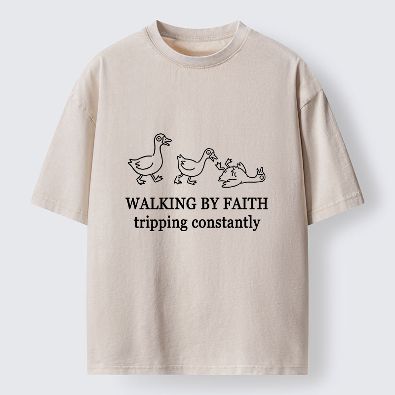 Tokyo-Tiger Faithful Tripping Duck Funny Meme Washed T-Shirt
