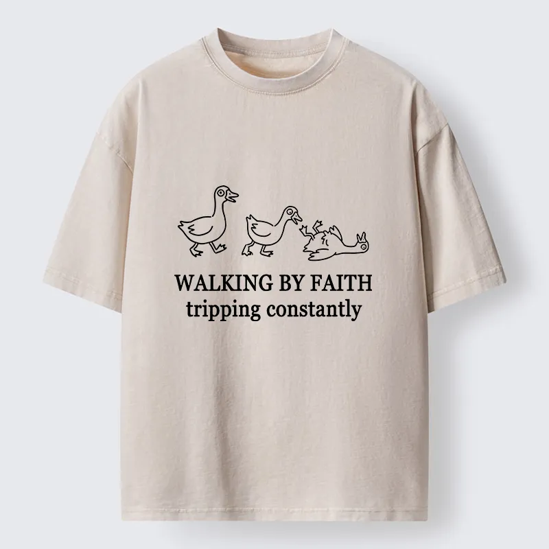 Tokyo-Tiger Faithful Tripping Duck Funny Meme Washed T-Shirt