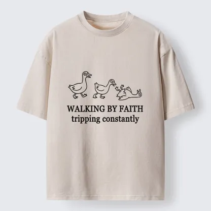 Tokyo-Tiger Faithful Tripping Duck Funny Meme Washed T-Shirt
