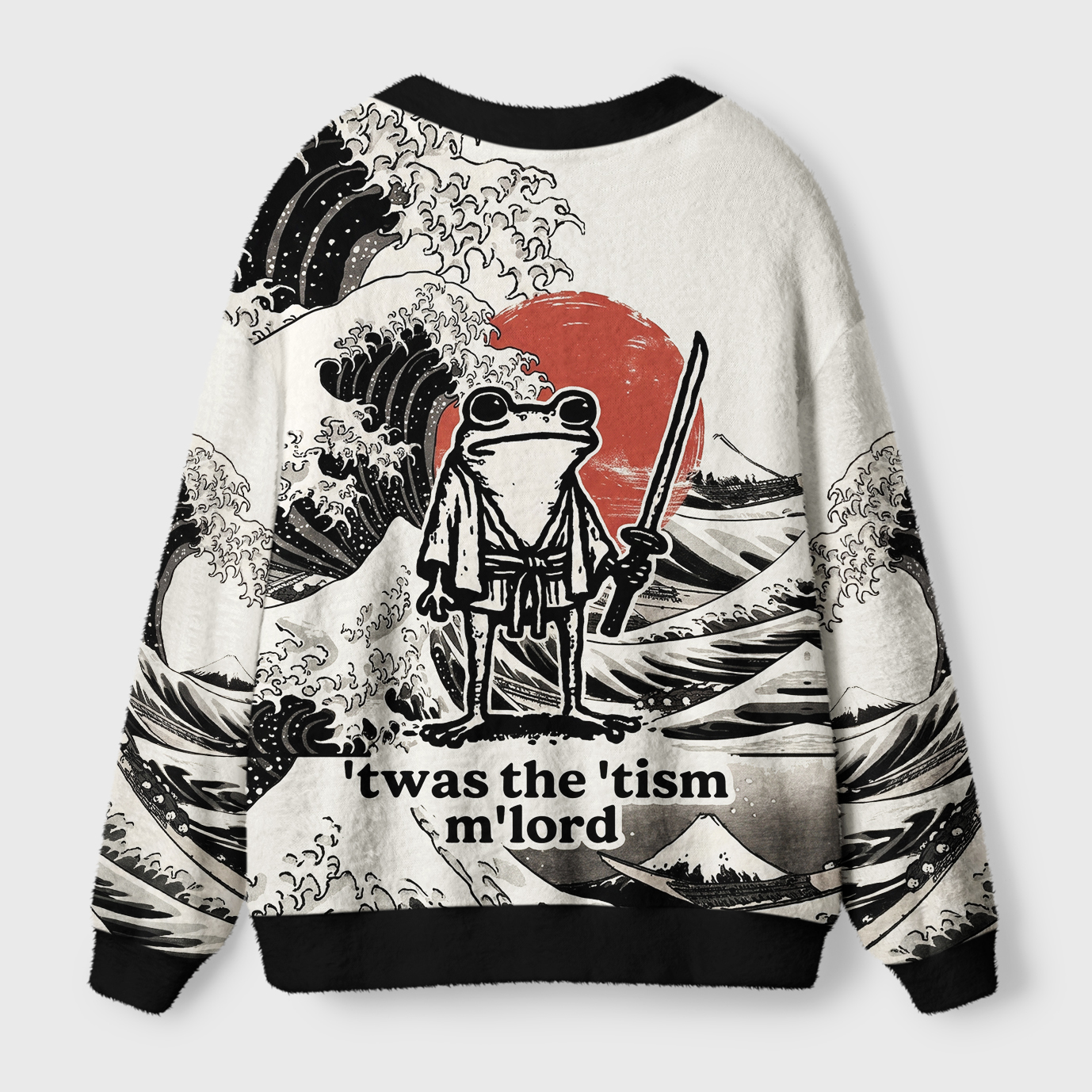 Tokyo-Tiger Focused Samurai Frog Ugly Cardigan Sweater