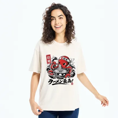 Tokyo-Tiger Octopus Loves Ramen Washed T-Shirt
