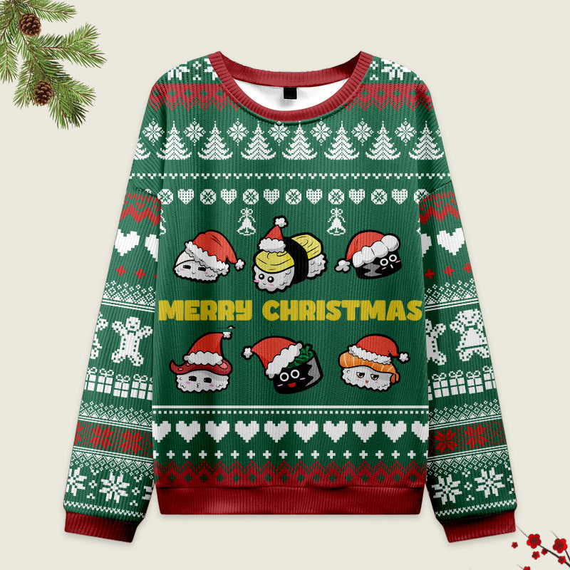 Tokyo-Tiger Cute Sushi Cat Christmas Ugly Sweatshirt