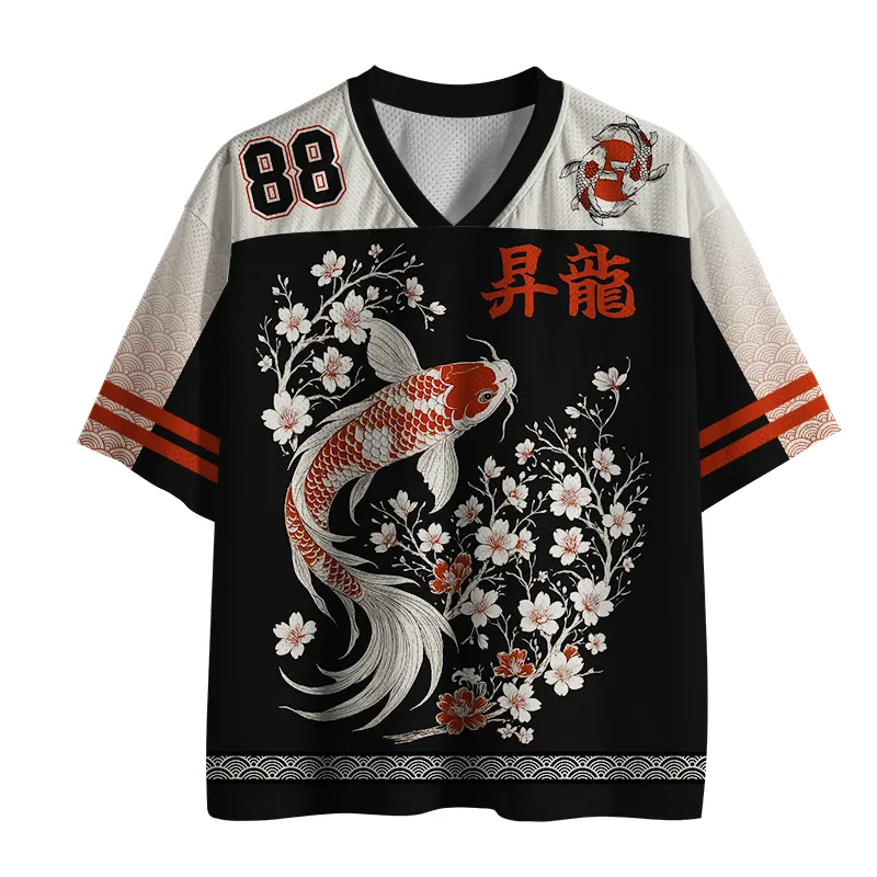 Tokyo-Tiger Vintage Sakura And Koi Mesh Jersey