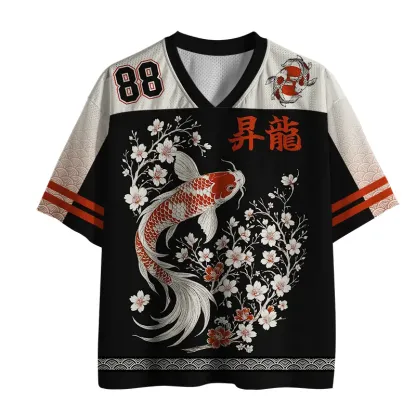 Tokyo-Tiger Vintage Sakura And Koi Mesh Jersey
