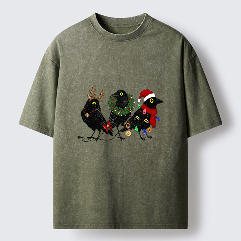 Tokyo-Tiger Funny Christmas Crow Meme Washed T-Shirt